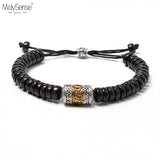 Coconut Shell Beads Vajra Charm Prayer Bell Tibet Bracelet For Men