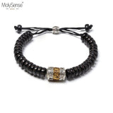 Coconut Shell Beads Vajra Charm Prayer Bell Tibet Bracelet For Men