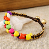 Light Yellow Beads Love Heart Green Howlite Stone Stretchy Bracelet