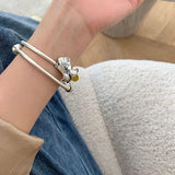 Silver Flower Leaves Bracelets & Bangles Retro Hand Jewelry