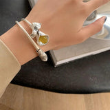 Silver Flower Leaves Bracelets & Bangles Retro Hand Jewelry