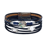 Vintage Multi-Layer Leather Bracelets Simulated Pearl Shell Charms