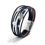 Vintage Multi-Layer Leather Bracelets Simulated Pearl Shell Charms