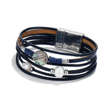 Vintage Multi-Layer Leather Bracelets Simulated Pearl Shell Charms