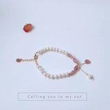 Strawberry Shaped Pearl Bracelet for Women