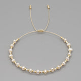 Tiny Pearl Bracelets Gift Lace-Up Rope Adjustable Bangle Beaded Jewelry