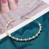 Tiny Pearl Bracelets Gift Lace-Up Rope Adjustable Bangle Beaded Jewelry