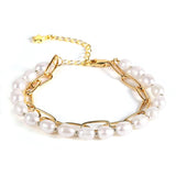 Pink Purple Pearl Strand 18k Plated Bracelet