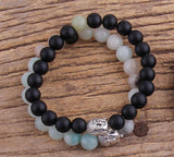 Boho Buddha Head Beaded Bracelet 2pc Set Stone Bracelets