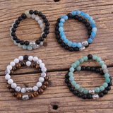 Boho Buddha Head Beaded Bracelet 2pc Set Stone Bracelets