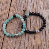 Boho Buddha Head Beaded Bracelet 2pc Set Stone Bracelets