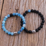Boho Buddha Head Beaded Bracelet 2pc Set Stone Bracelets