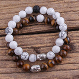 Boho Buddha Head Beaded Bracelet 2pc Set Stone Bracelets
