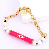 Evil Eye Pearl Bracelet with Lobster Clasp