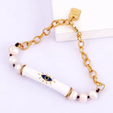 Evil Eye Pearl Bracelet with Lobster Clasp