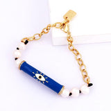 Evil Eye Pearl Bracelet with Lobster Clasp