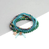 5 Pcs/Set Green Crystal Star Moon Charms Bracelets For Women