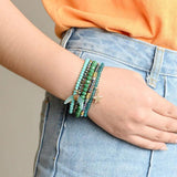 5 Pcs/Set Green Crystal Star Moon Charms Bracelets For Women