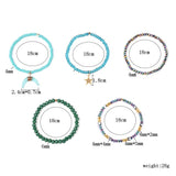 5 Pcs/Set Green Crystal Star Moon Charms Bracelets For Women