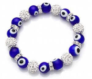 10mm Dark Blue Evil Eye Bracelet with Crystal Ball