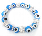 10mm Dark Blue Evil Eye Bracelet with Crystal Ball