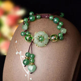 Chinoiserie Retro Hand-woven Bracelet with Green Crystal