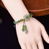 Chinoiserie Retro Hand-woven Bracelet with Green Crystal