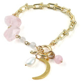 RH Beaded Jewelry U Links Chain Pearl Stone Charm Moon Pendant Bracelets For Wom