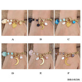 RH Beaded Jewelry U Links Chain Pearl Stone Charm Moon Pendant Bracelets For Wom