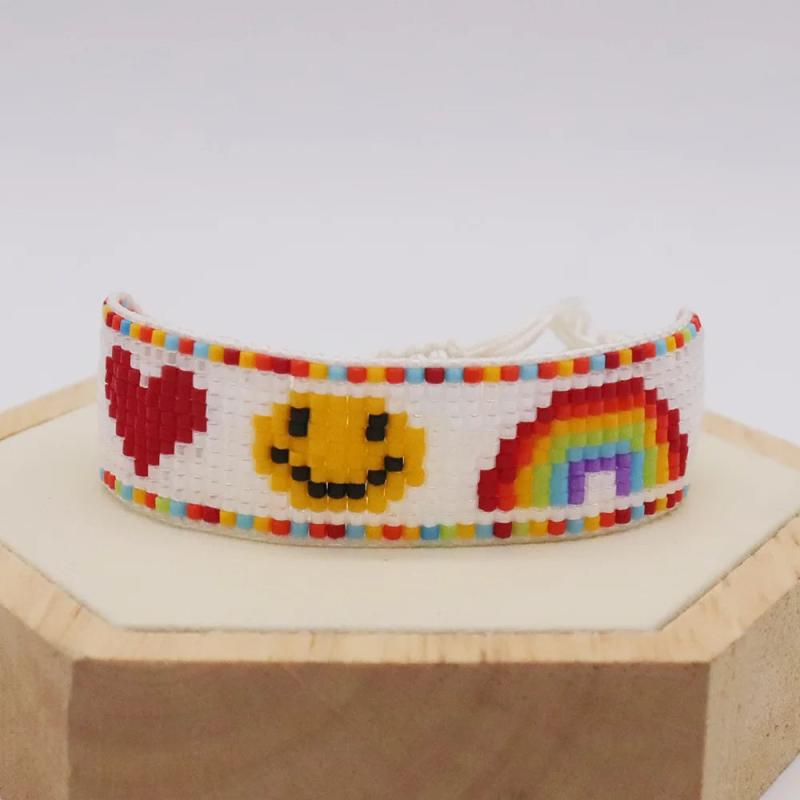 Handwoven Rainbow Geometric Beaded Bracelet