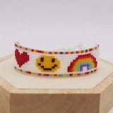 Handwoven Rainbow Geometric Beaded Bracelet