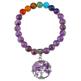 7 Chakra Crystal Bracelet Tree of Life Charm Beads Yoga Meditation Jewelry