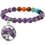 7 Chakra Crystal Bracelet Tree of Life Charm Beads Yoga Meditation Jewelry
