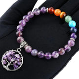 7 Chakra Crystal Bracelet Tree of Life Charm Beads Yoga Meditation Jewelry