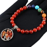 7 Chakra Crystal Bracelet Tree of Life Charm Beads Yoga Meditation Jewelry