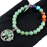 7 Chakra Crystal Bracelet Tree of Life Charm Beads Yoga Meditation Jewelry
