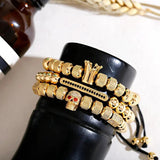 Men Bracelet Set Crown Skull Braided Bracelets Pulseira