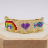 Rainbow Rice Ball Bracelet Hand Woven Boho Adjustable Unisex Beaded