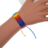 Rainbow Gradient Rice Bead Bracelet Hand Knitting Personalised Adjustable Boho