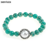 Multicolor Sea Sediment Jasper Bracelet with Big Shell Pearl