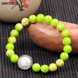 Multicolor Sea Sediment Jasper Bracelet with Big Shell Pearl