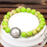 Multicolor Sea Sediment Jasper Bracelet with Big Shell Pearl