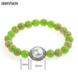 Multicolor Sea Sediment Jasper Bracelet with Big Shell Pearl