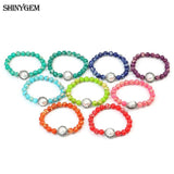 Multicolor Sea Sediment Jasper Bracelet with Big Shell Pearl