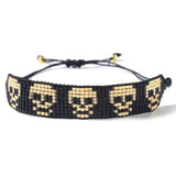Rice Ball Bracelet Hand Woven Skull Adjustable Bohemia Beaded Bracelet