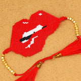 Rice Ball Bracelet Hand Woven Retro Hyperbole Versatile Lips Adjustable