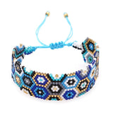 Hand Knitting Rainbow Leopard Print Eye Beading Bohemia Adjustable Bracelet