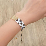 Hand Knitting Rainbow Leopard Print Eye Beading Bohemia Adjustable Bracelet