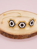 Hand Knitting Rainbow Leopard Print Eye Beading Bohemia Adjustable Bracelet