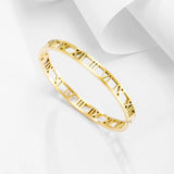 Hollow Roman Numeral Bracelet Titanium Steel Bangle